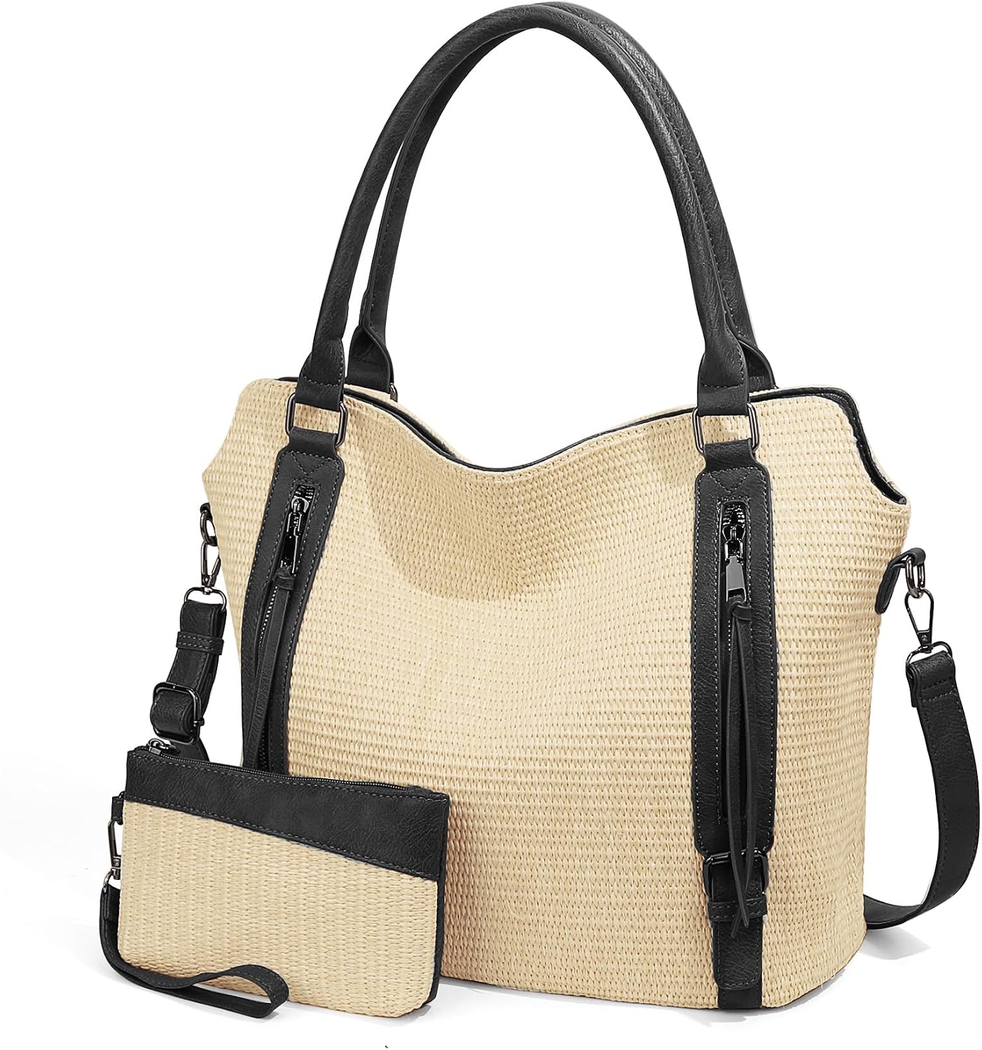 Checkered Tote Bag Large Plaid Hobo Shoulder Bag for Women with Multiple Pockets