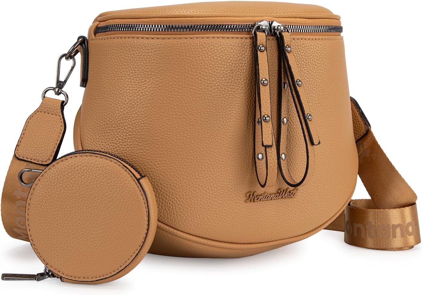 Large Crossbody Bum Bag for Women, Soft Vegan Leather Travel Fanny Pack with Coin Purse