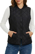 Womens Lightweight Quilted Vest - Zip Up Sleeveless Padded Gilet for Fall