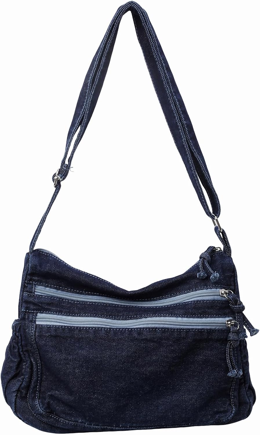 Large Denim Tote Bag for Women - Casual Retro Crossbody Shoulder Bag with Multiple Pockets