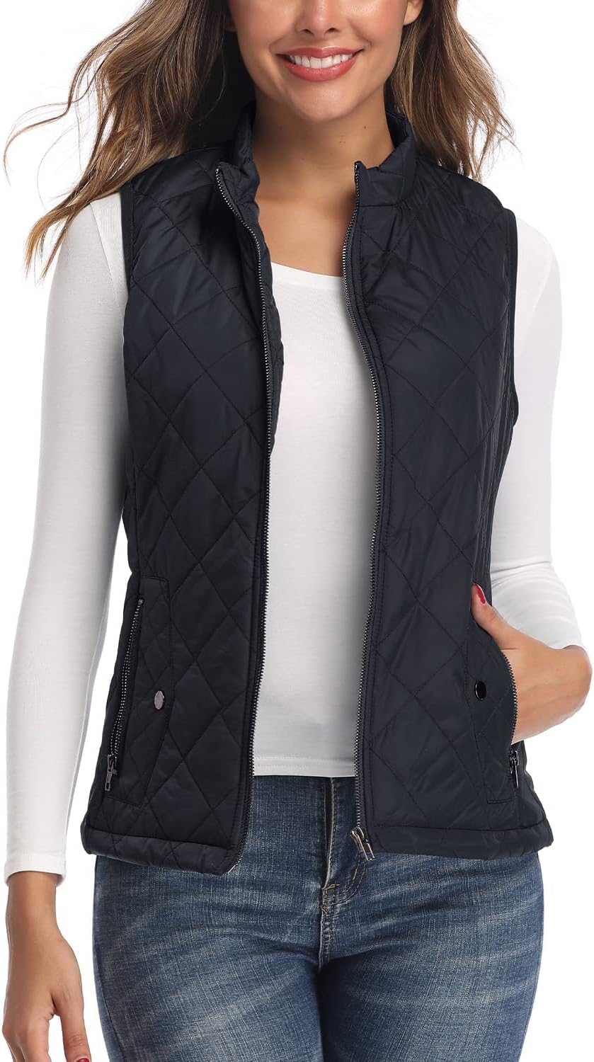 Women's Quilted Vest Lightweight Packable Puffer Gilet for Outdoor Travel