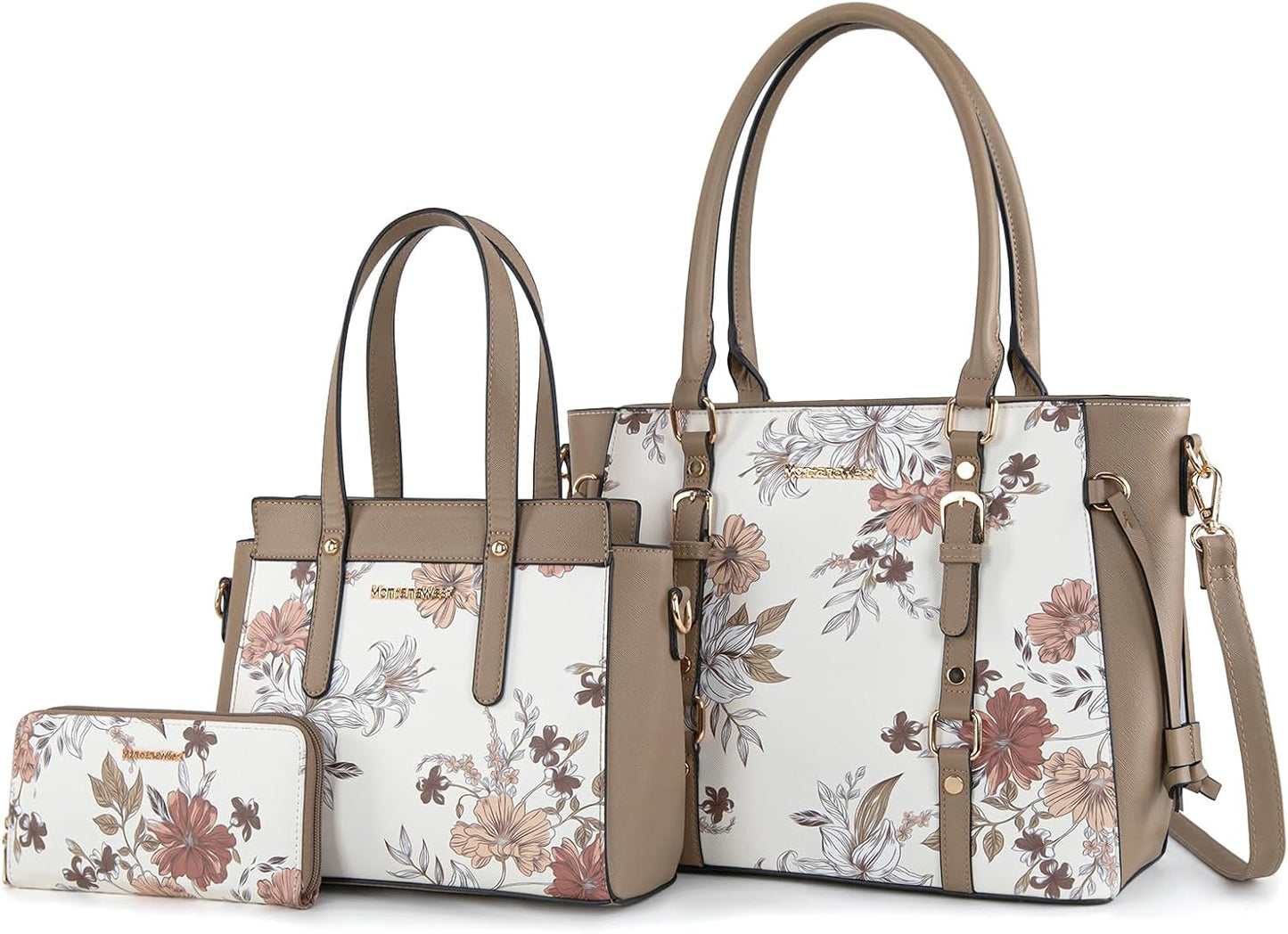 3PCS Purses for Women Set - Tote Bag, Shoulder Satchel, and Matching Wallet