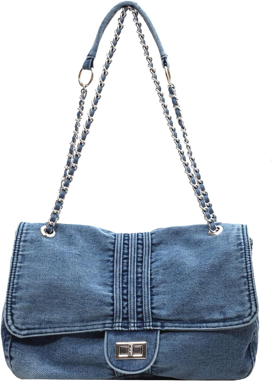 Large Denim Tote Bag for Women - Casual Retro Crossbody Shoulder Bag with Multiple Pockets