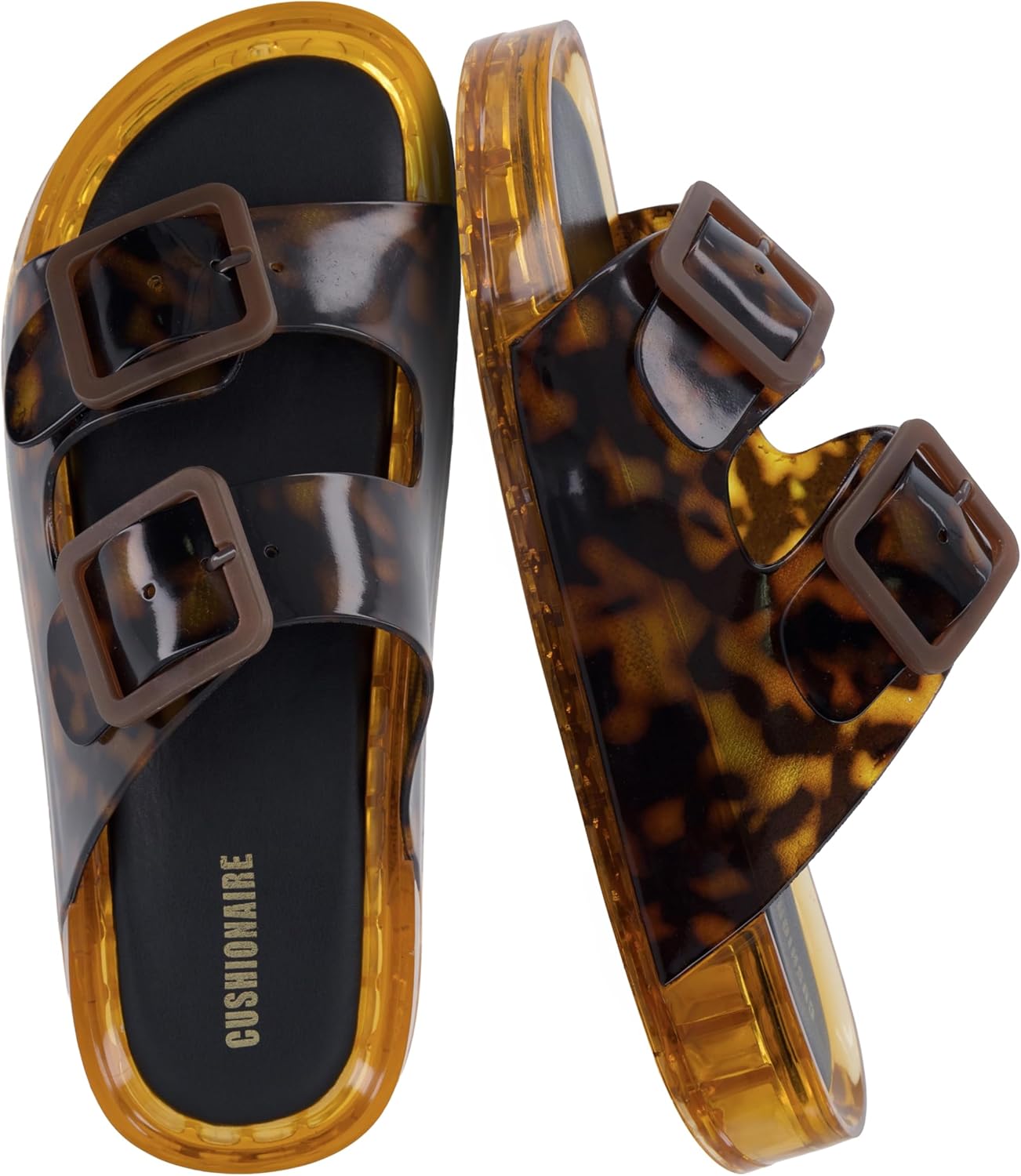 Women's Waterproof Double Buckle Pool Slides - Adjustable Slip-On Beach Sandals