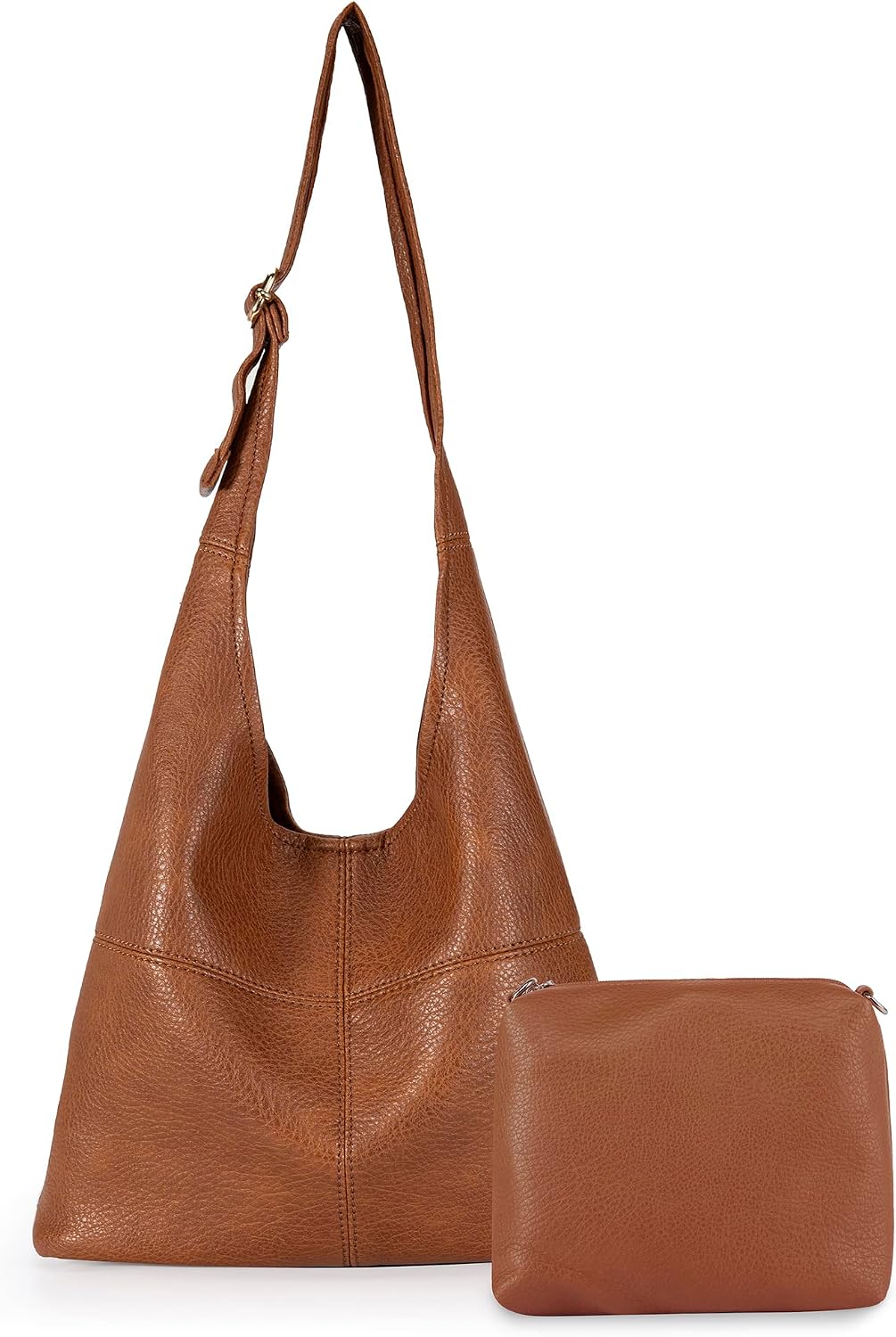 Ultra Soft Foldable Hobo Bag for Women - Slouchy Shoulder Handbag with Cosmetic Pouch