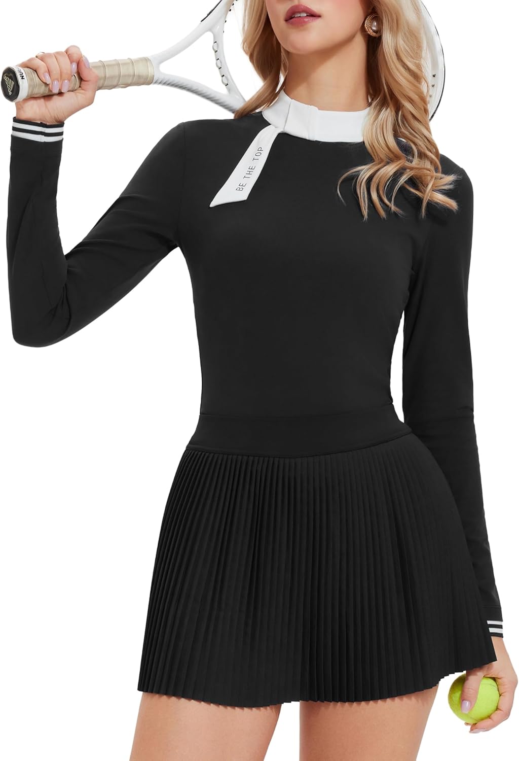 AFZ Tennis Skirt Set for Women Golf Shirt High Waisted Pleated Pickleball Skort Matching Preppy Outfits for Vacation Workout