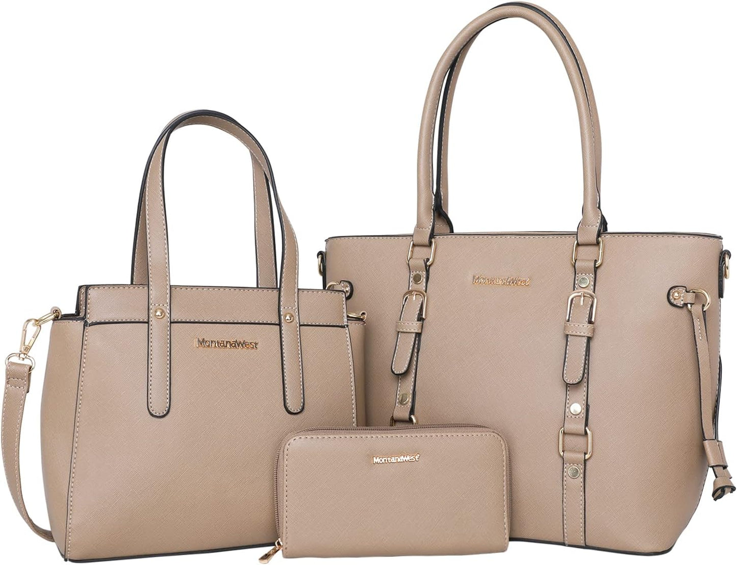 3PCS Purses for Women Set - Tote Bag, Shoulder Satchel, and Matching Wallet