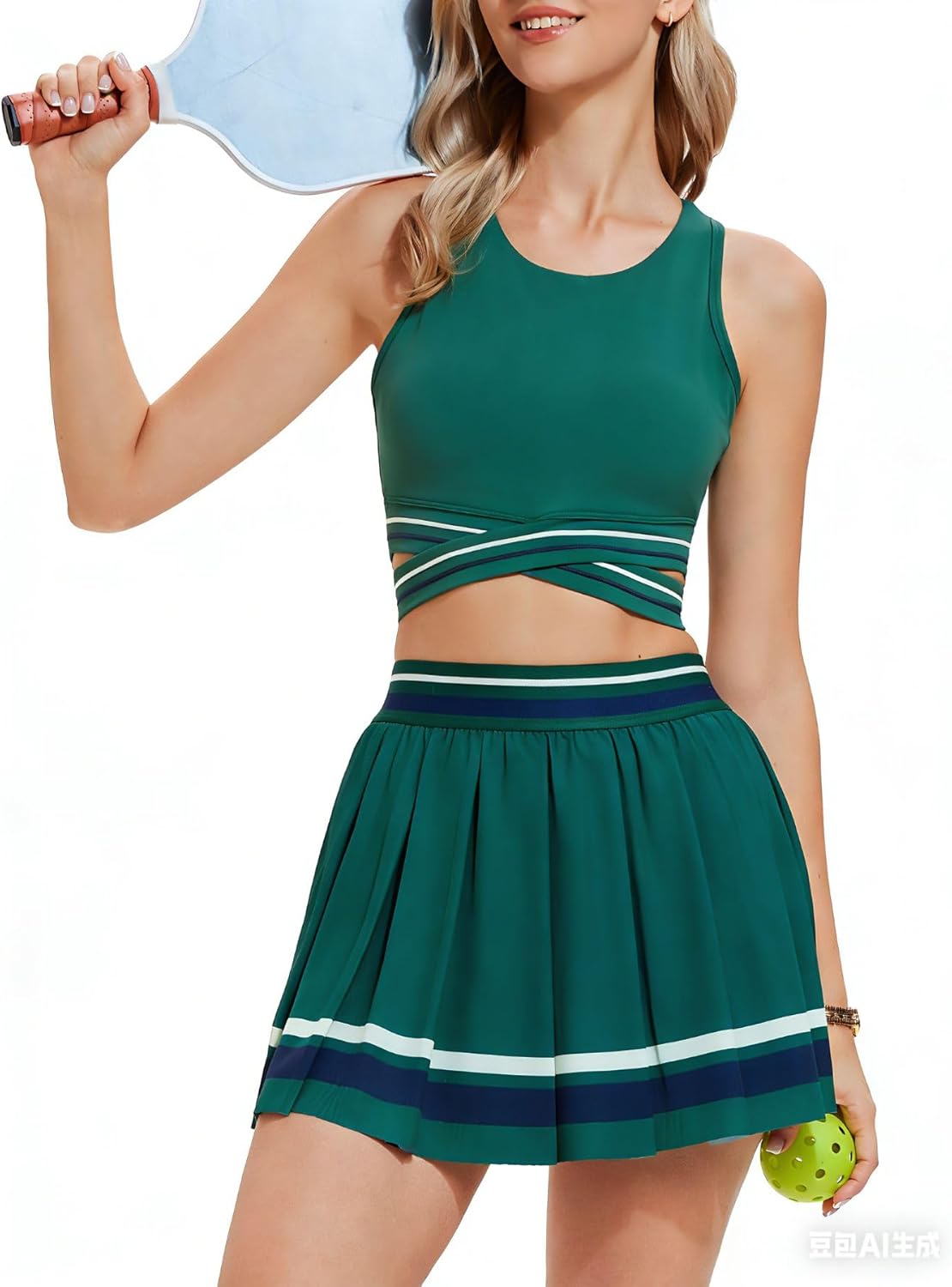 AFZ Women 2 Piece Outfits Tennis Skirt Set Crop Top High Waisted Pleated Skirt Matching Athletic Going Out Y2K Preppy Clothes