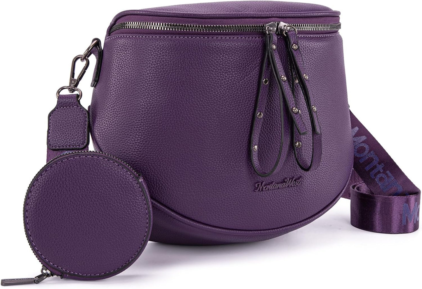 Large Crossbody Bum Bag for Women, Soft Vegan Leather Travel Fanny Pack with Coin Purse