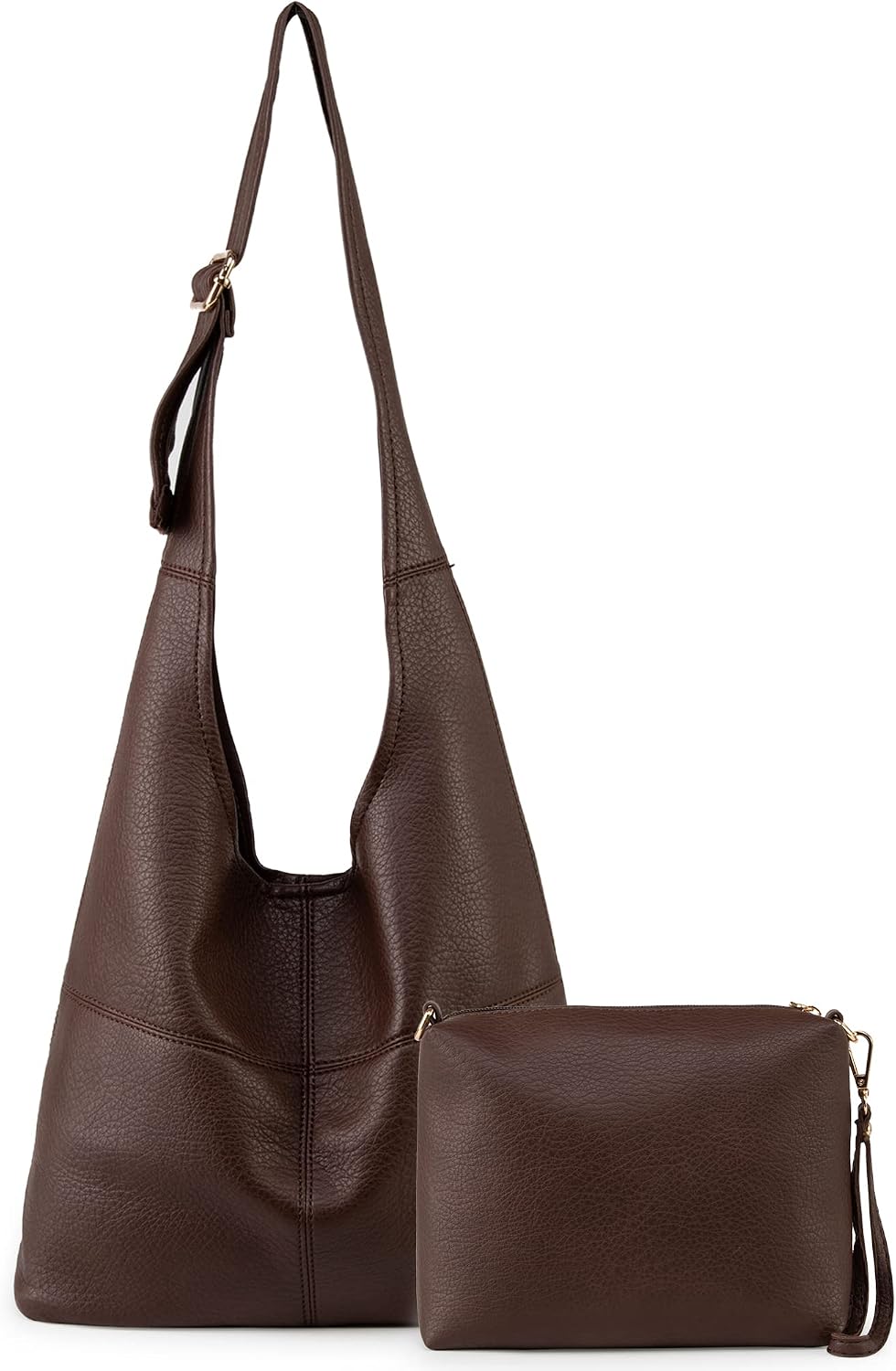 Ultra Soft Foldable Hobo Bag for Women - Slouchy Shoulder Handbag with Cosmetic Pouch