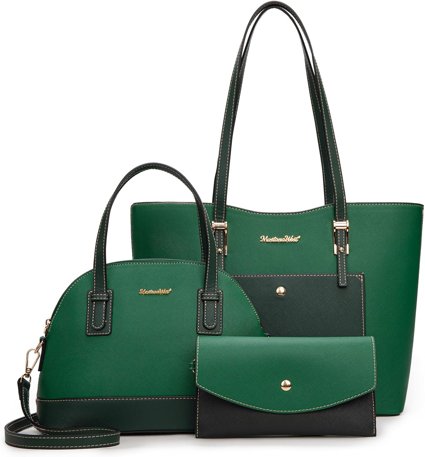 3PCS Purses for Women Set - Tote Bag, Shoulder Satchel, and Matching Wallet