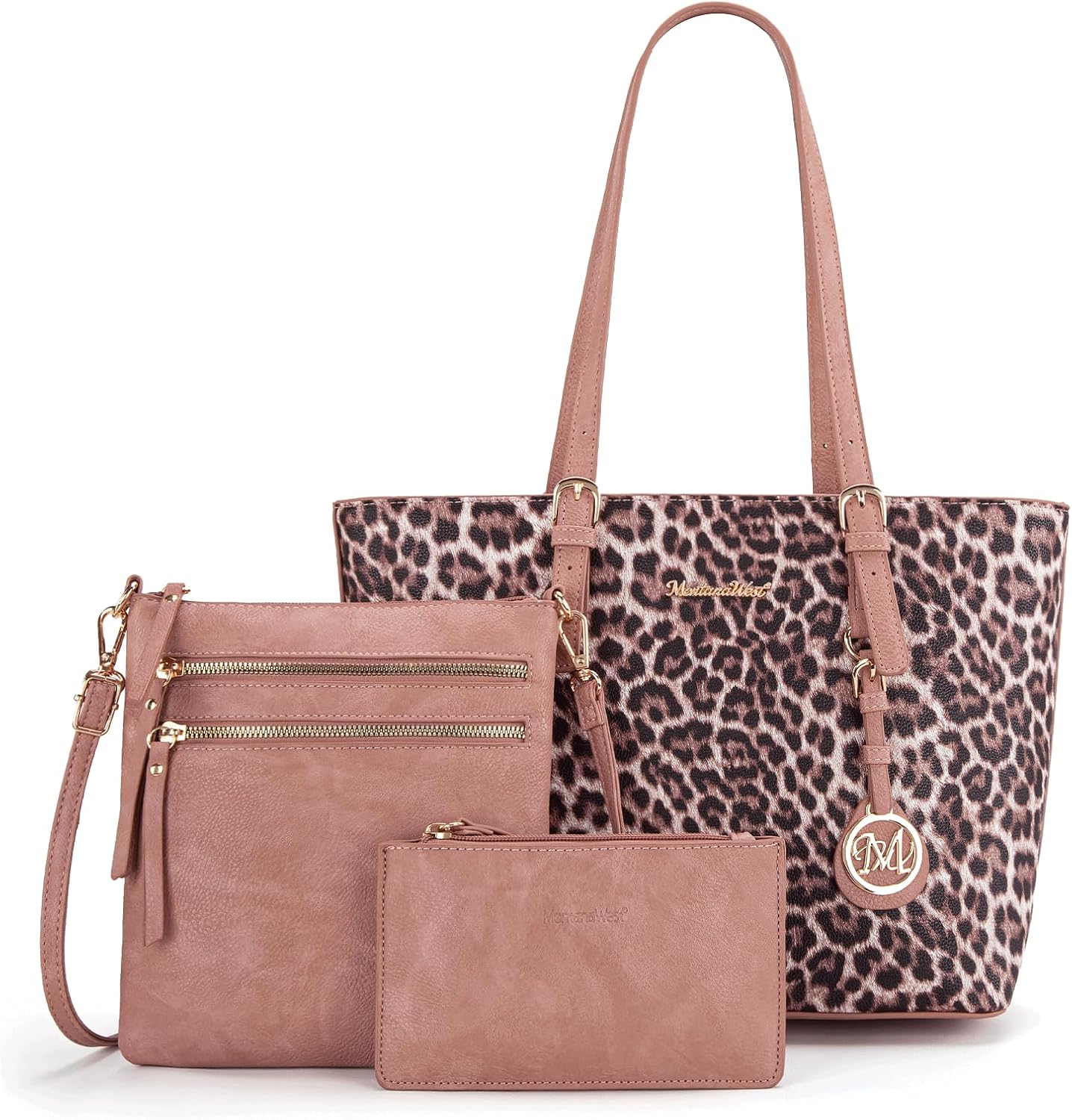 3Pcs Leopard Print Tote Bag Set for Women - Stylish Satchel Handbags with Concealed Carry Pocket