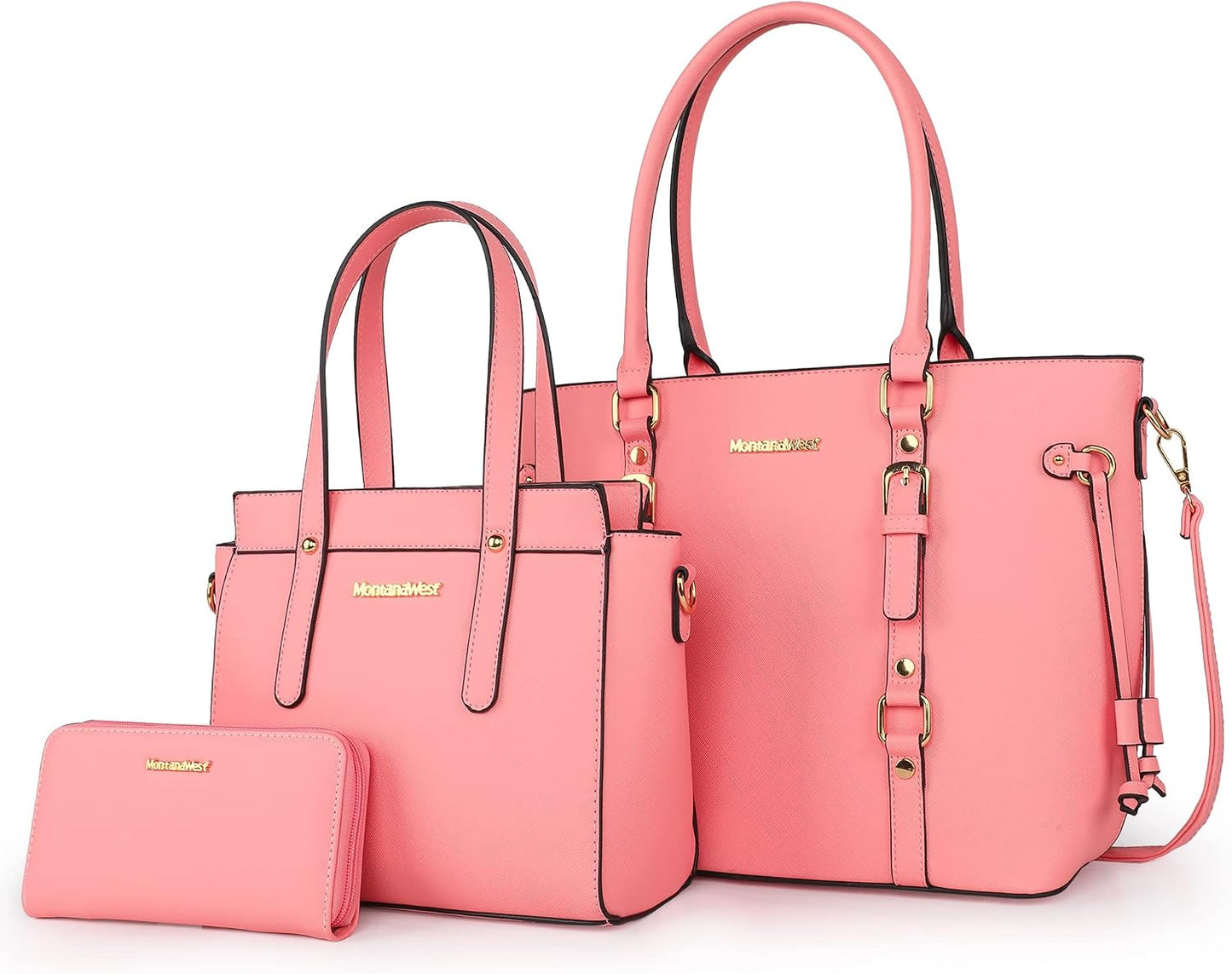 3PCS Purses for Women Set - Tote Bag, Shoulder Satchel, and Matching Wallet