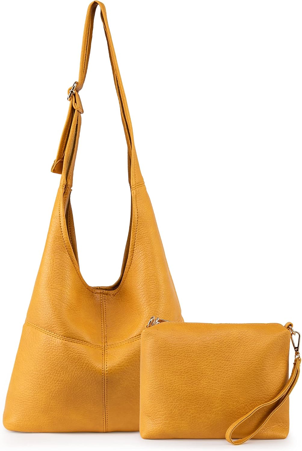 Ultra Soft Foldable Hobo Bag for Women - Slouchy Shoulder Handbag with Cosmetic Pouch