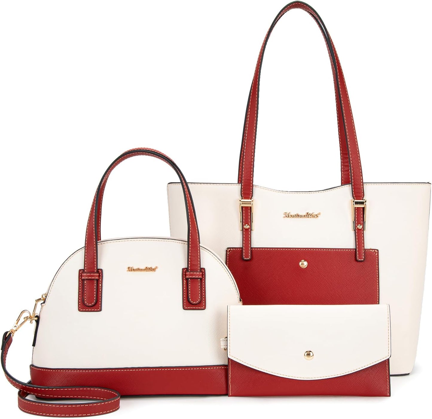 3PCS Purses for Women Set - Tote Bag, Shoulder Satchel, and Matching Wallet