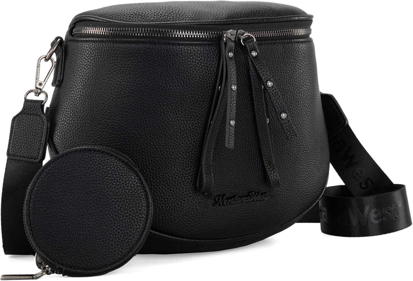 Large Crossbody Bum Bag for Women, Soft Vegan Leather Travel Fanny Pack with Coin Purse