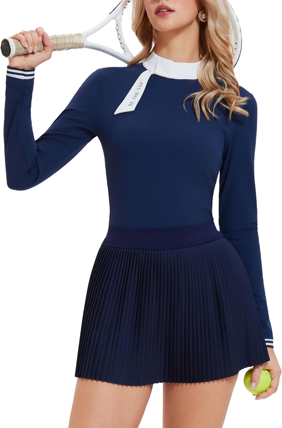AFZ Tennis Skirt Set for Women Golf Shirt High Waisted Pleated Pickleball Skort Matching Preppy Outfits for Vacation Workout