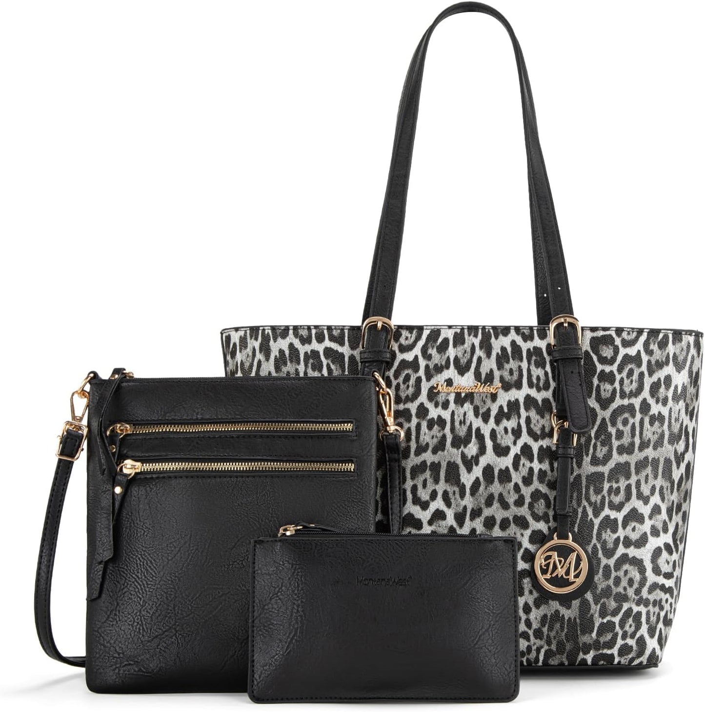 3Pcs Leopard Print Tote Bag Set for Women - Stylish Satchel Handbags with Concealed Carry Pocket