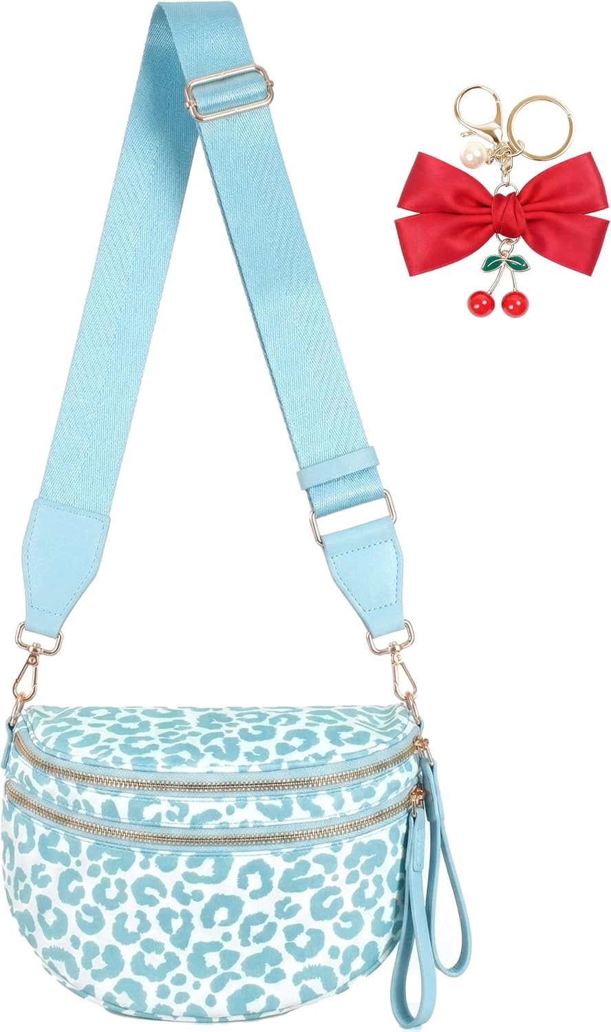 Leopard Print Crossbody Bag for Women - Spacious Nylon Bum Bag & Belt Wallet