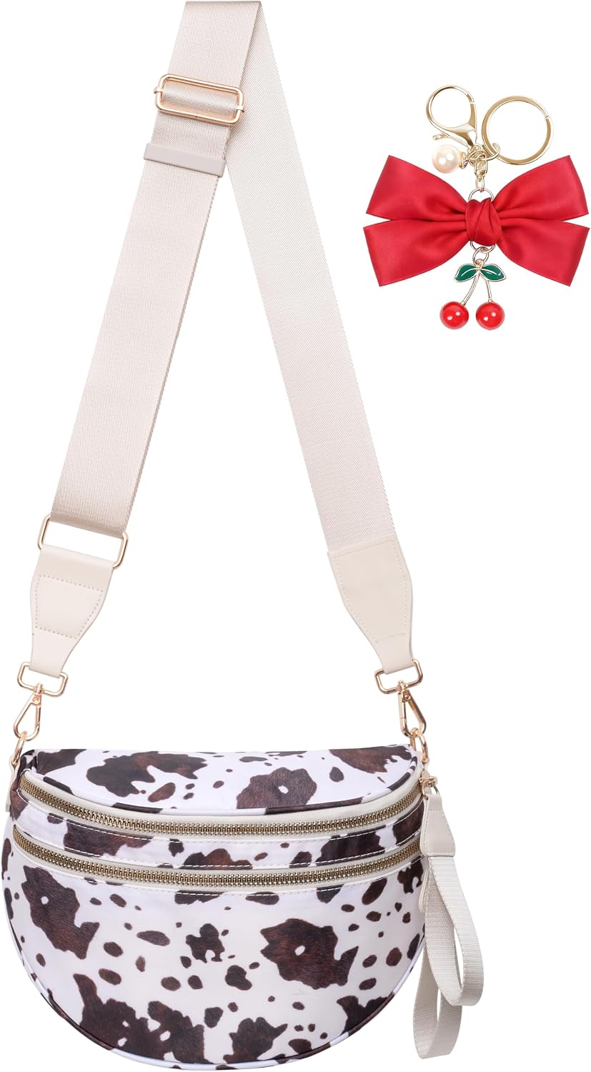 Leopard Print Crossbody Bag for Women - Spacious Nylon Bum Bag & Belt Wallet
