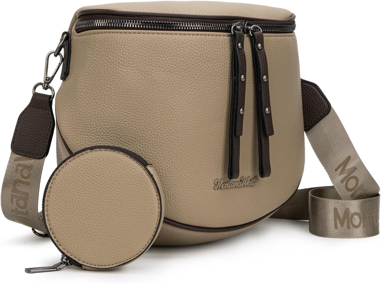 Large Crossbody Bum Bag for Women, Soft Vegan Leather Travel Fanny Pack with Coin Purse