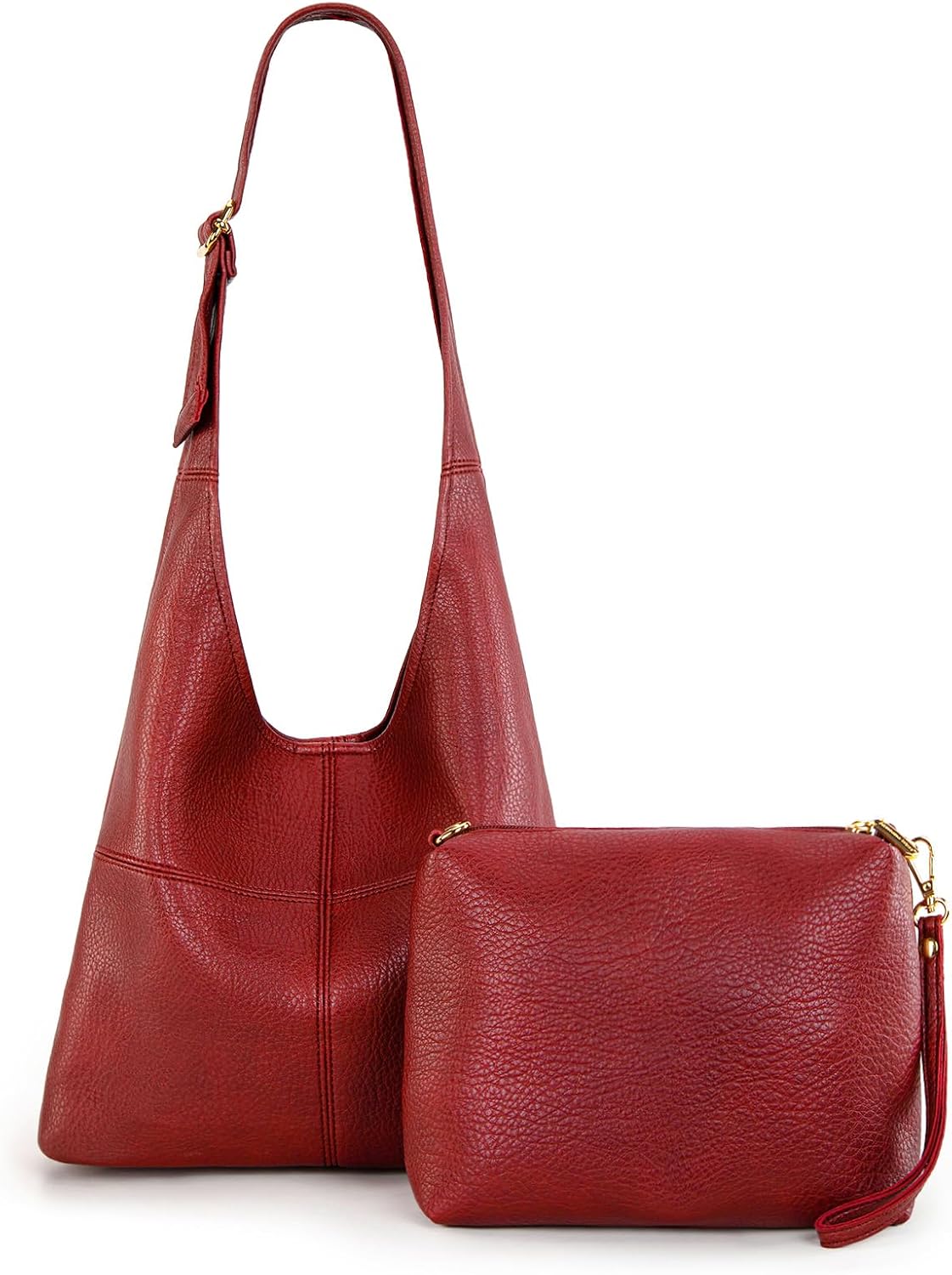 Ultra Soft Foldable Hobo Bag for Women - Slouchy Shoulder Handbag with Cosmetic Pouch