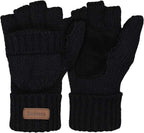 Thermal Insulation Fingerless Texting Wool Gloves for Women and Men - Winter Warm Knitted Convertible Mittens