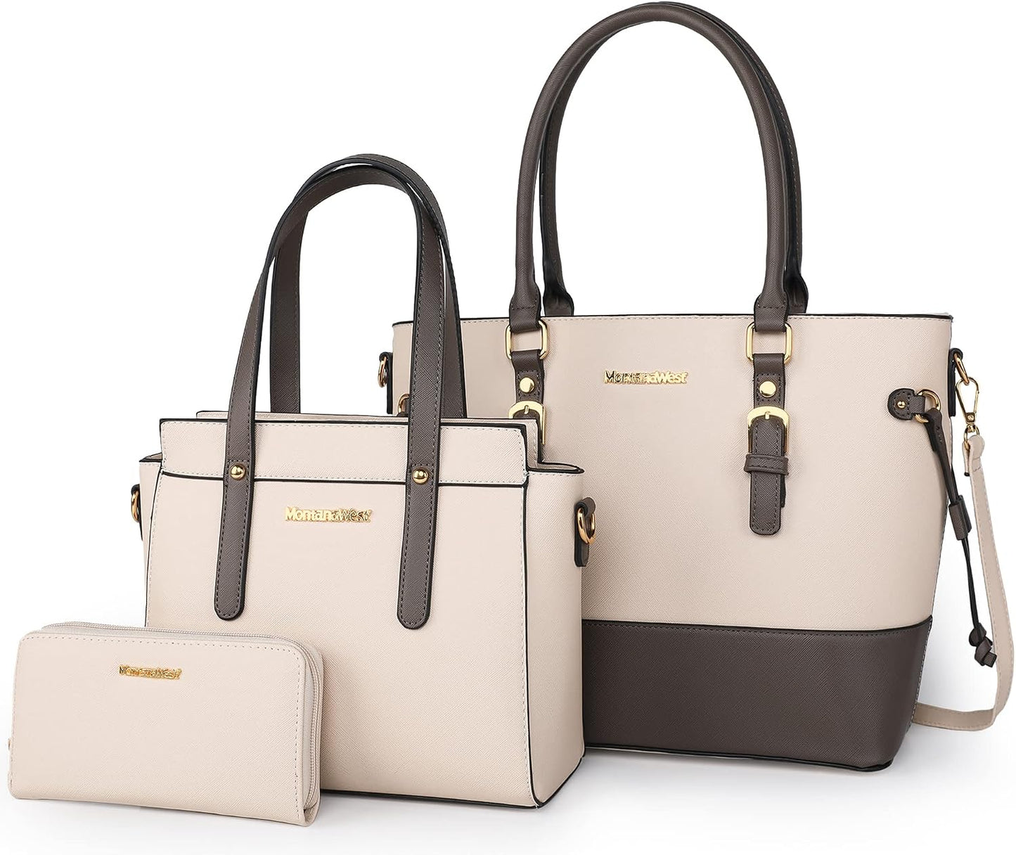 3PCS Purses for Women Set - Tote Bag, Shoulder Satchel, and Matching Wallet
