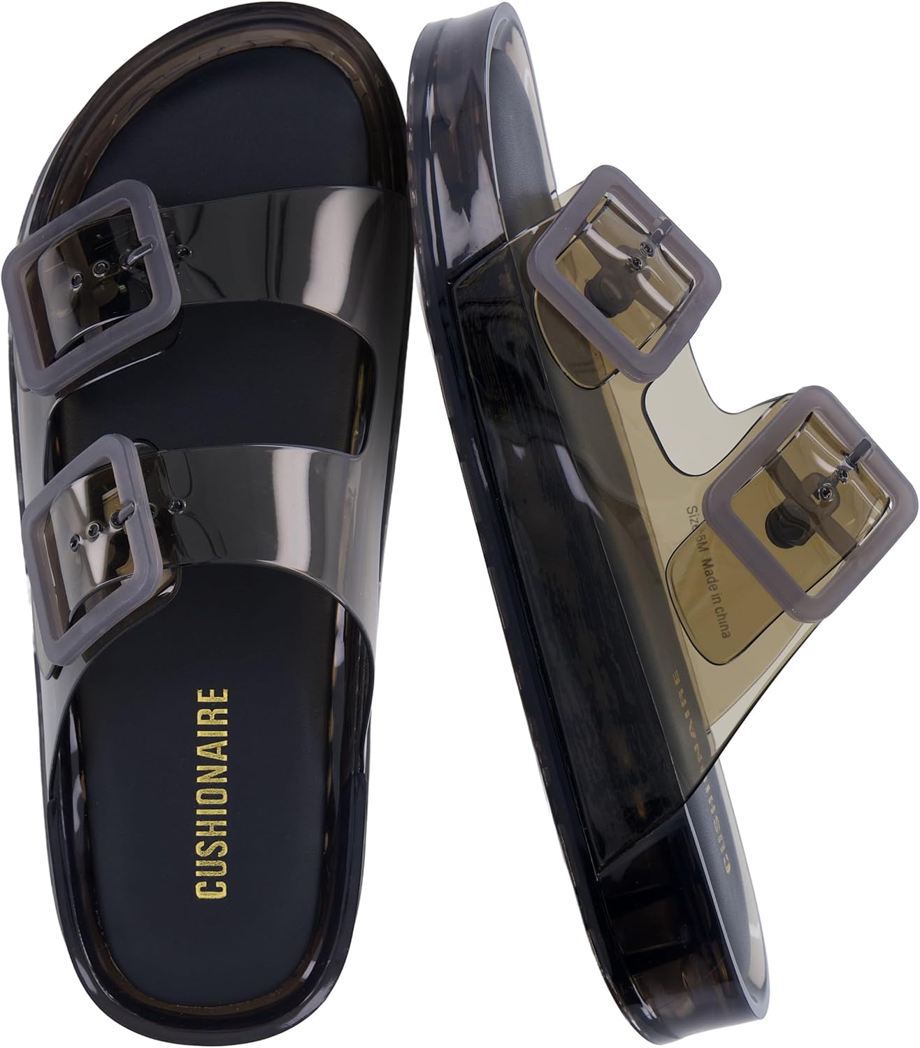 Women's Waterproof Double Buckle Pool Slides - Adjustable Slip-On Beach Sandals