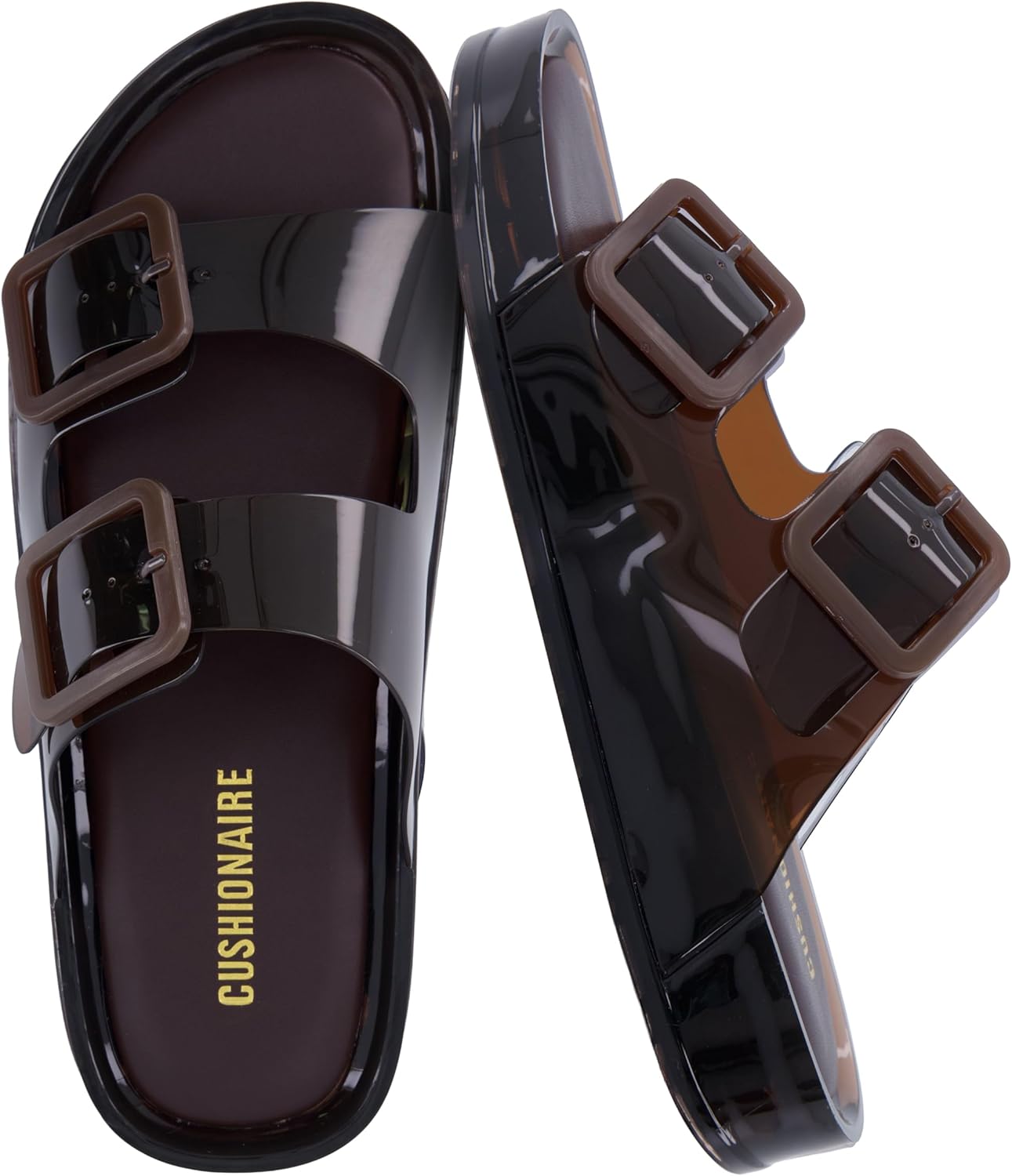 Women's Waterproof Double Buckle Pool Slides - Adjustable Slip-On Beach Sandals