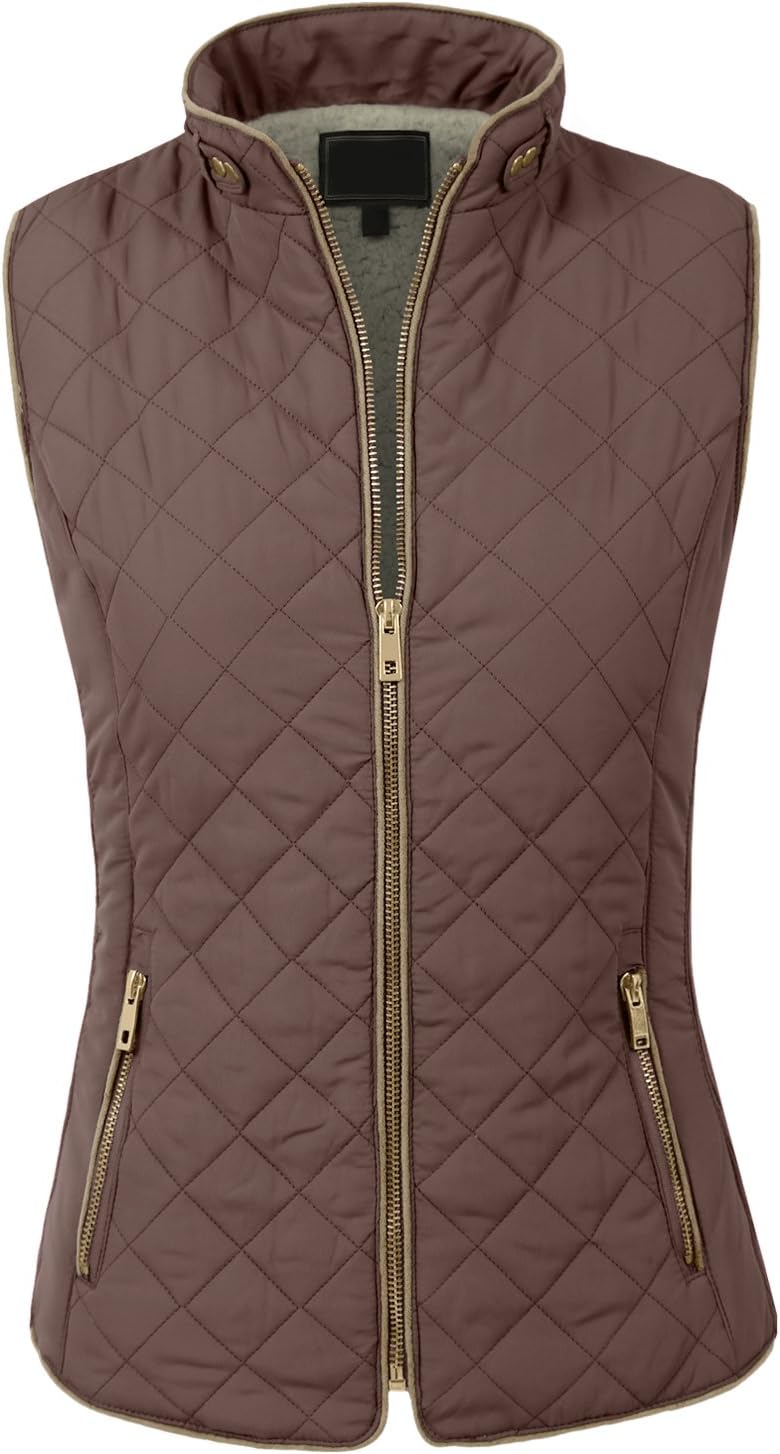 Women’s Quilted Vest - Reversible Lightweight Sleeveless Full Zip Up Faux Fur Lining Gilet Jacket with Pockets