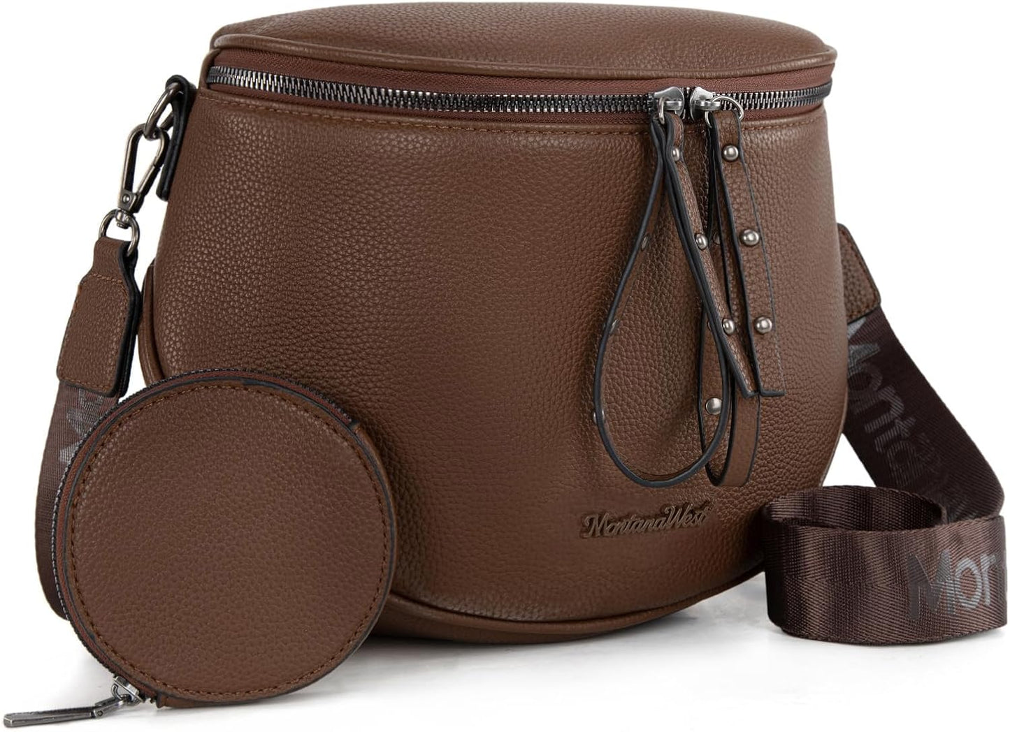 Large Crossbody Bum Bag for Women, Soft Vegan Leather Travel Fanny Pack with Coin Purse