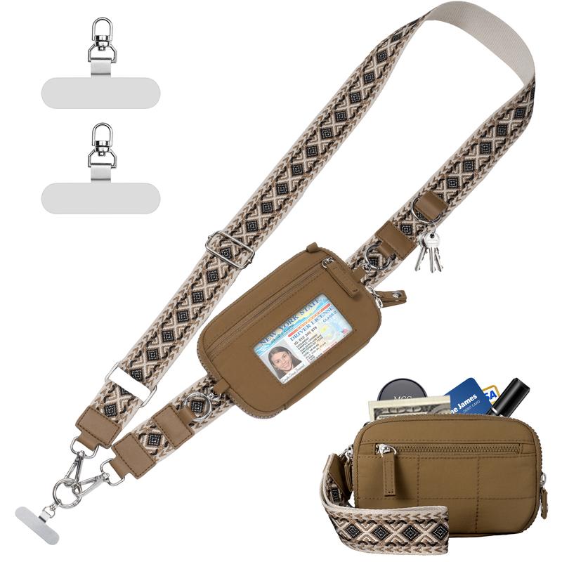 Universal Phone Strap Bag with RFID-Blocking Wristlet Wallet - Adjustable Crossbody Lanyard