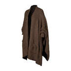 Women's Oversize Fleece Blanket Cape - 50" Width Flowing Side Slits Machine Washable Shawl-Wrap