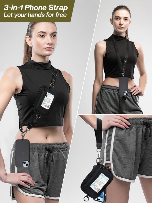 Universal Phone Strap Bag with RFID-Blocking Wristlet Wallet - Adjustable Crossbody Lanyard