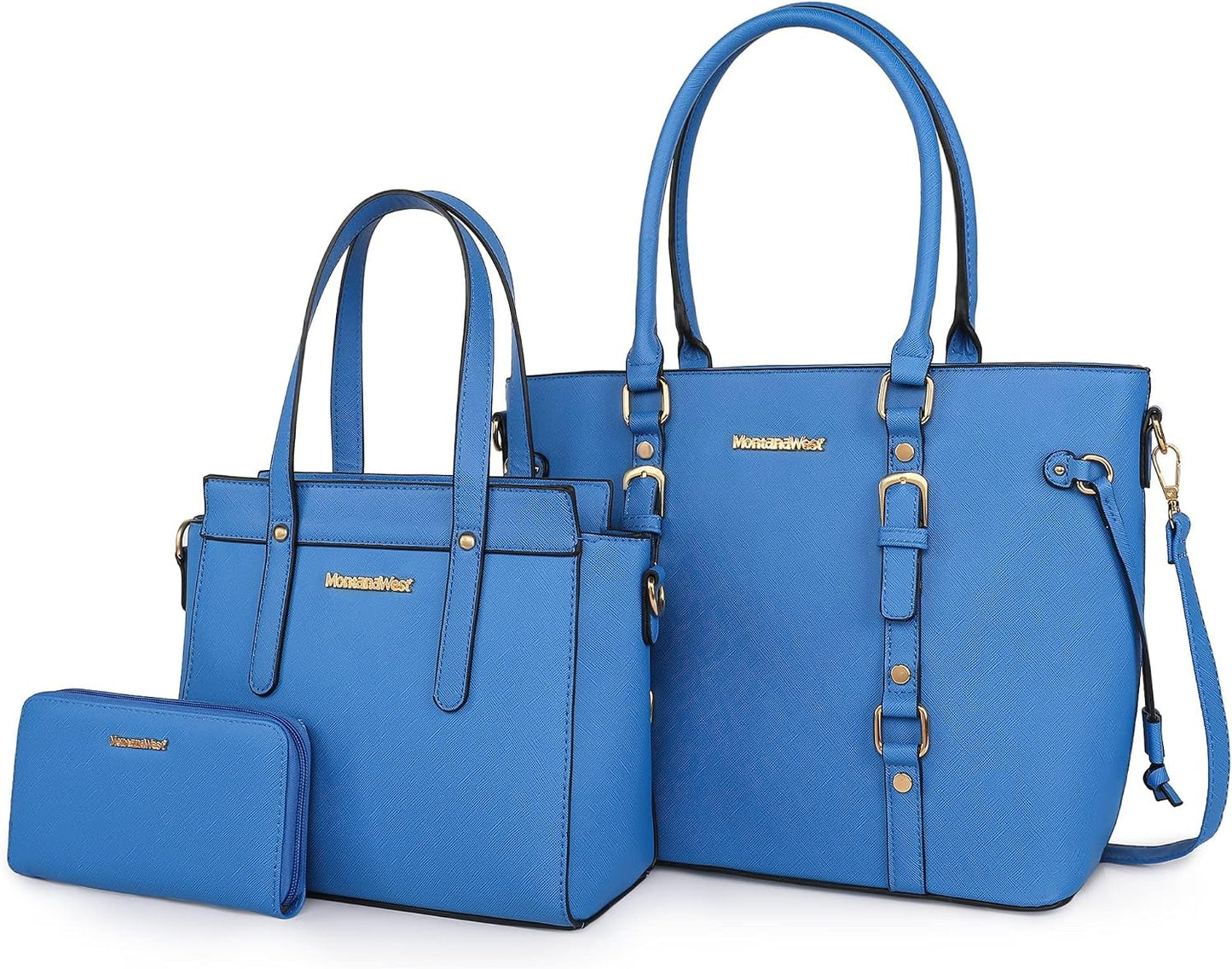 3PCS Purses for Women Set - Tote Bag, Shoulder Satchel, and Matching Wallet
