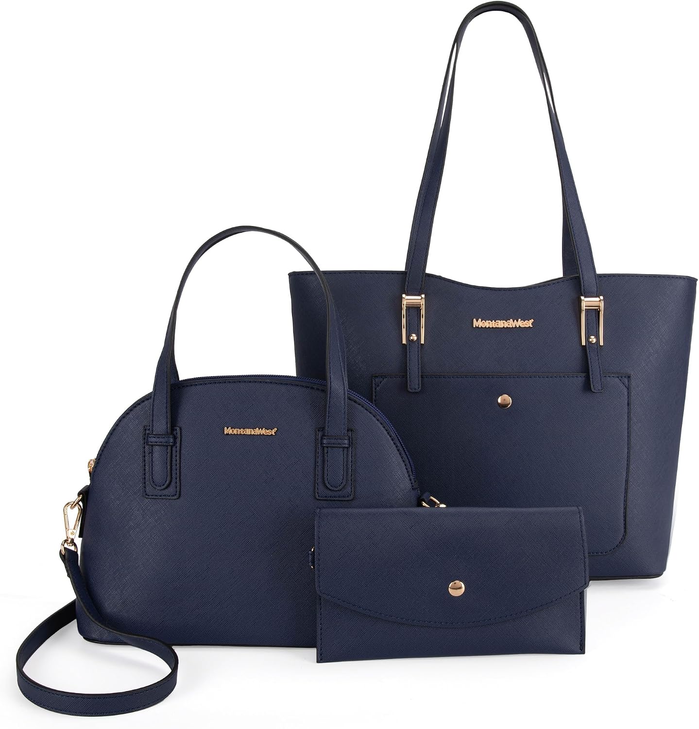 3PCS Purses for Women Set - Tote Bag, Shoulder Satchel, and Matching Wallet