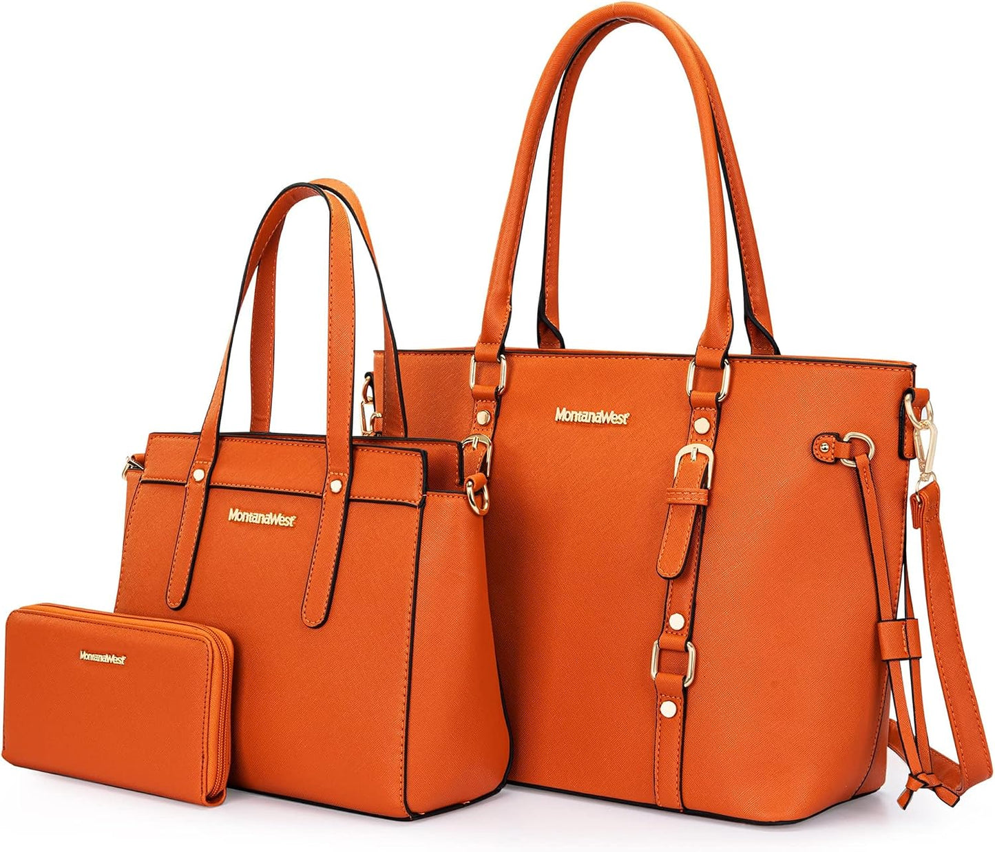 3PCS Purses for Women Set - Tote Bag, Shoulder Satchel, and Matching Wallet