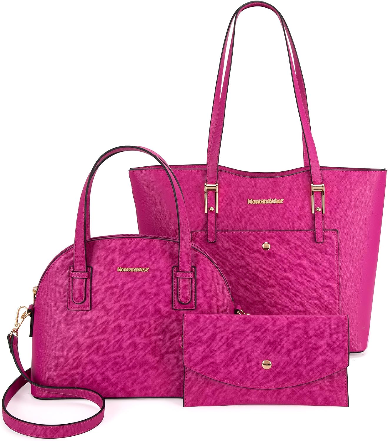 3PCS Purses for Women Set - Tote Bag, Shoulder Satchel, and Matching Wallet
