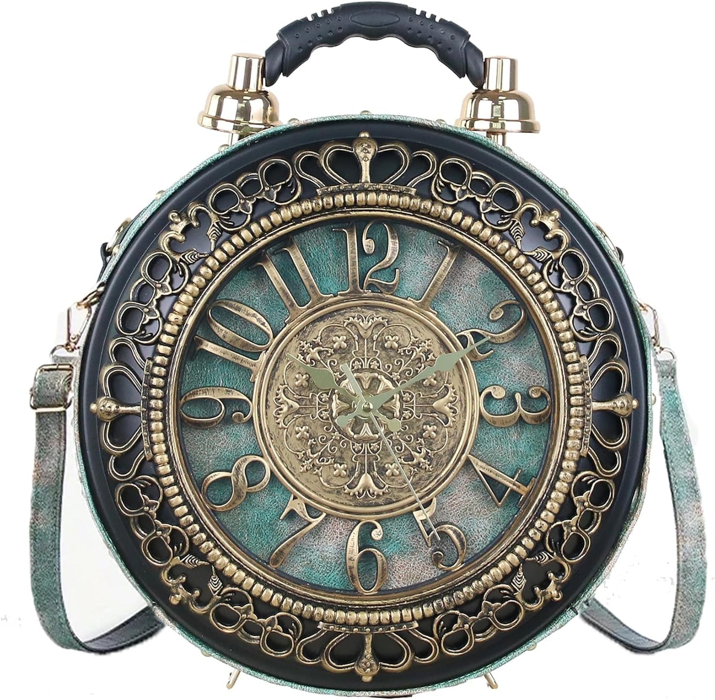 Retro Clock Shaped Crossbody Purse - Vintage Steampunk Shoulder Bag for Women