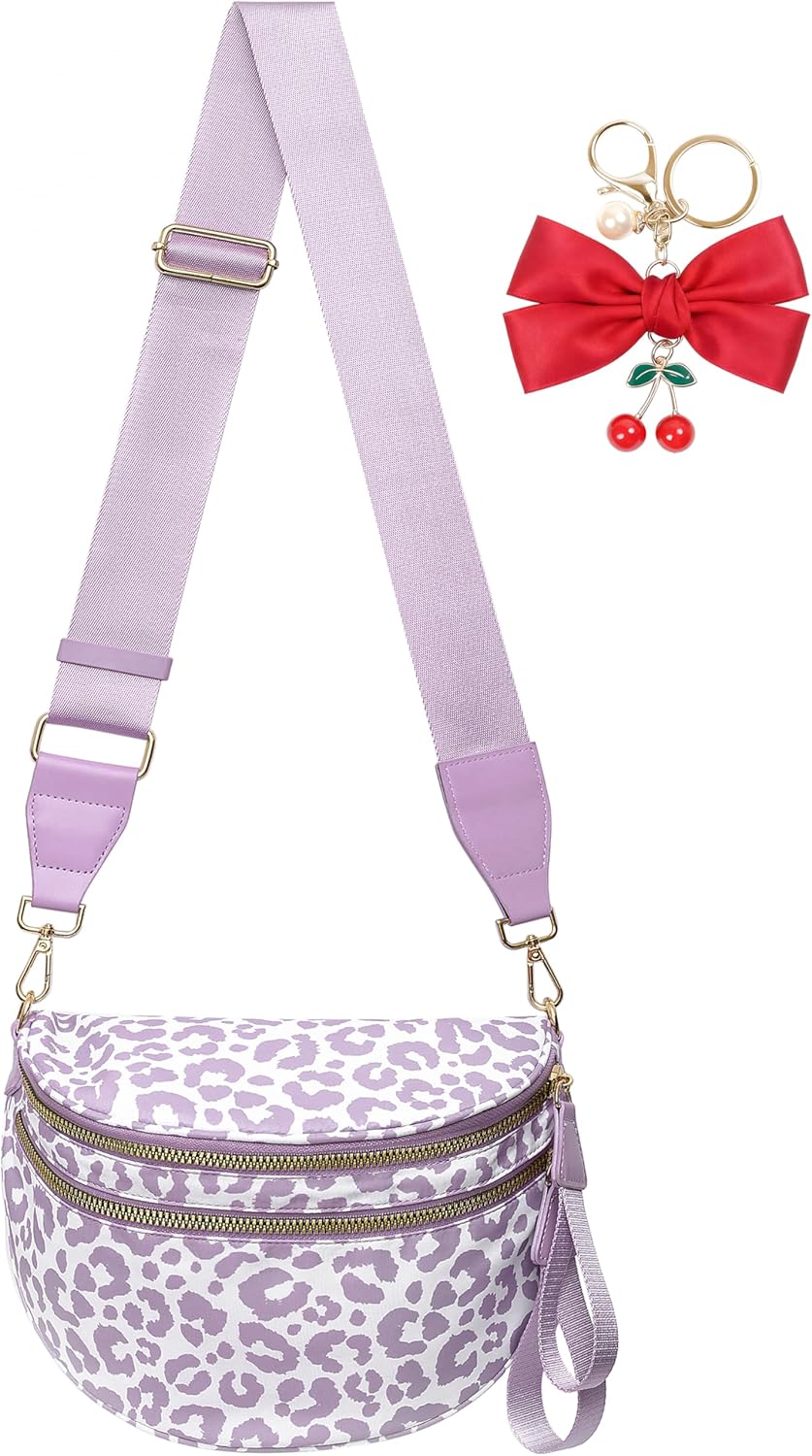Leopard Print Crossbody Bag for Women - Spacious Nylon Bum Bag & Belt Wallet