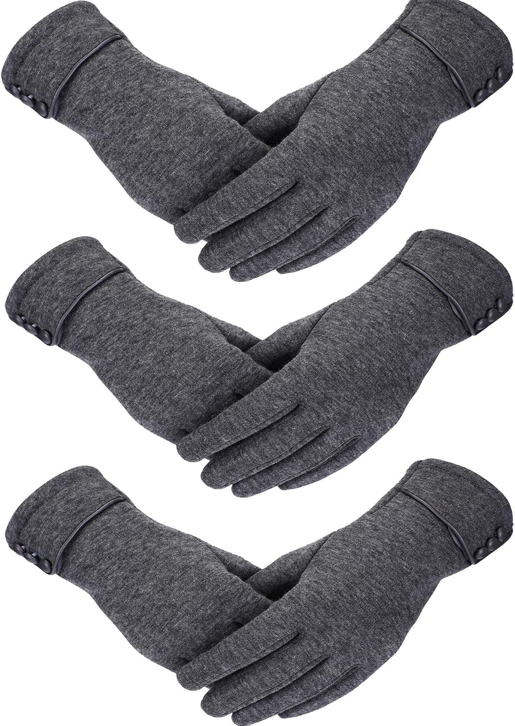 3 Pairs Women's Winter Touchscreen Gloves - Windproof Fleece Lined Warm Texting Mittens