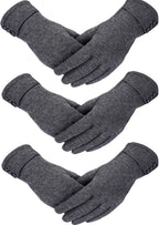 3 Pairs Women's Winter Touchscreen Gloves - Windproof Fleece Lined Warm Texting Mittens