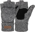 Thermal Insulation Fingerless Texting Wool Gloves for Women and Men - Winter Warm Knitted Convertible Mittens