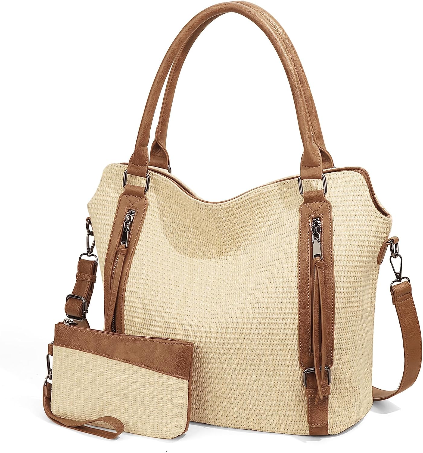Checkered Tote Bag Large Plaid Hobo Shoulder Bag for Women with Multiple Pockets