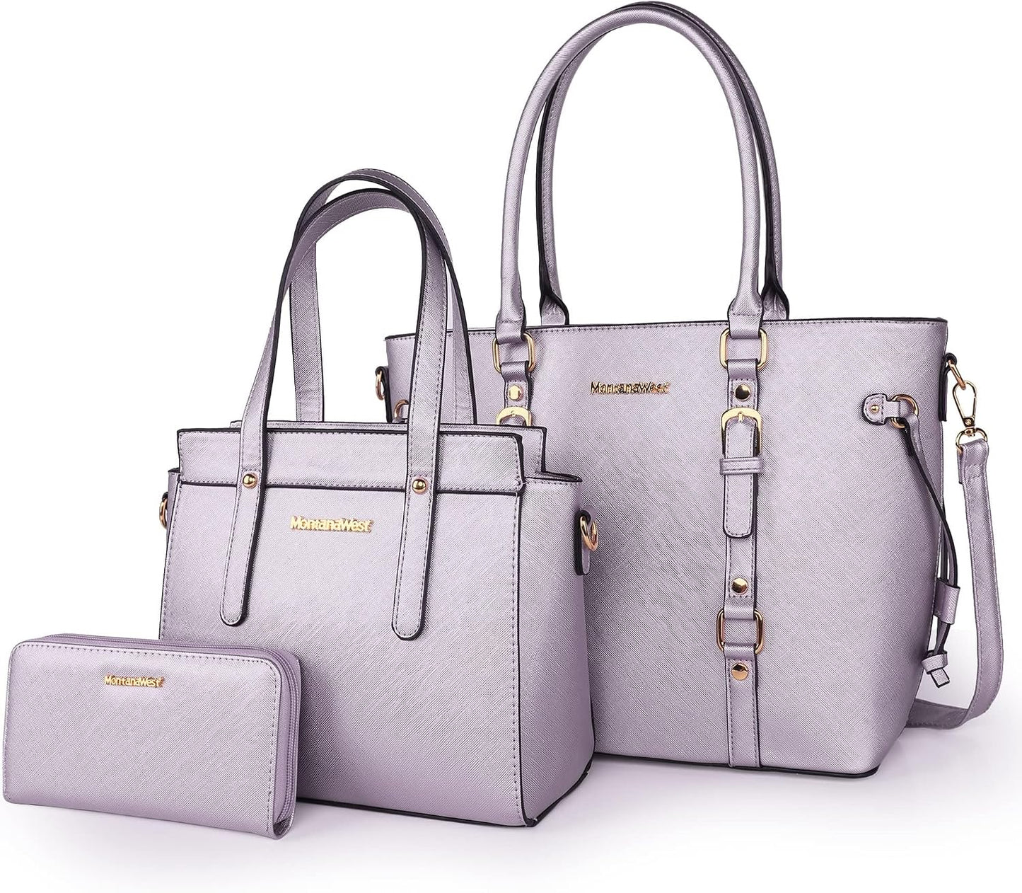 3PCS Purses for Women Set - Tote Bag, Shoulder Satchel, and Matching Wallet