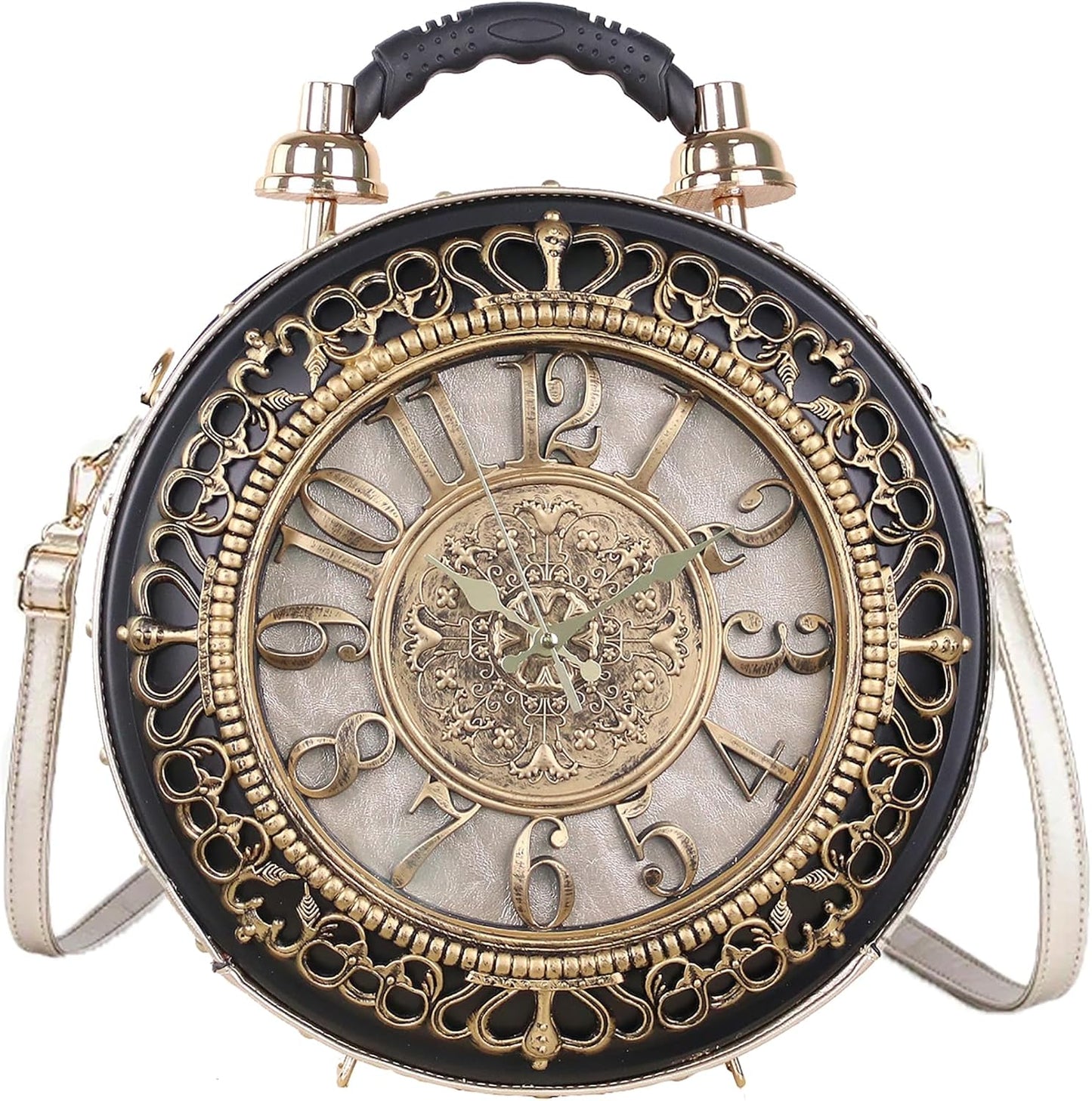 Retro Clock Shaped Crossbody Purse - Vintage Steampunk Shoulder Bag for Women