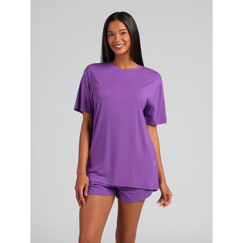 Women's Oversized Ultra-Soft Stretch Tee - Enzyme Washed Everyday Comfort Shirt