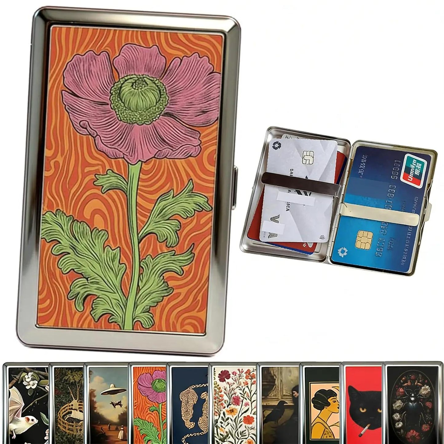 Vintage Style Metal RFID Blocking Card Case - Durable High-Polish Wallet for Men and Women