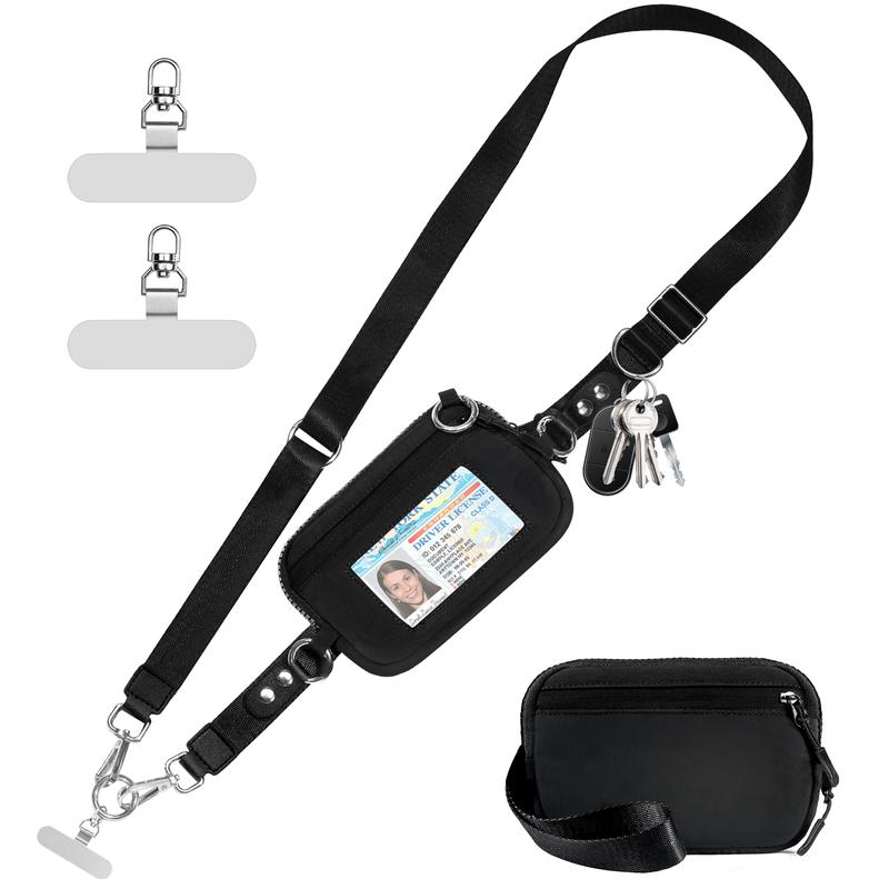 Universal Phone Strap Bag with RFID-Blocking Wristlet Wallet - Adjustable Crossbody Lanyard